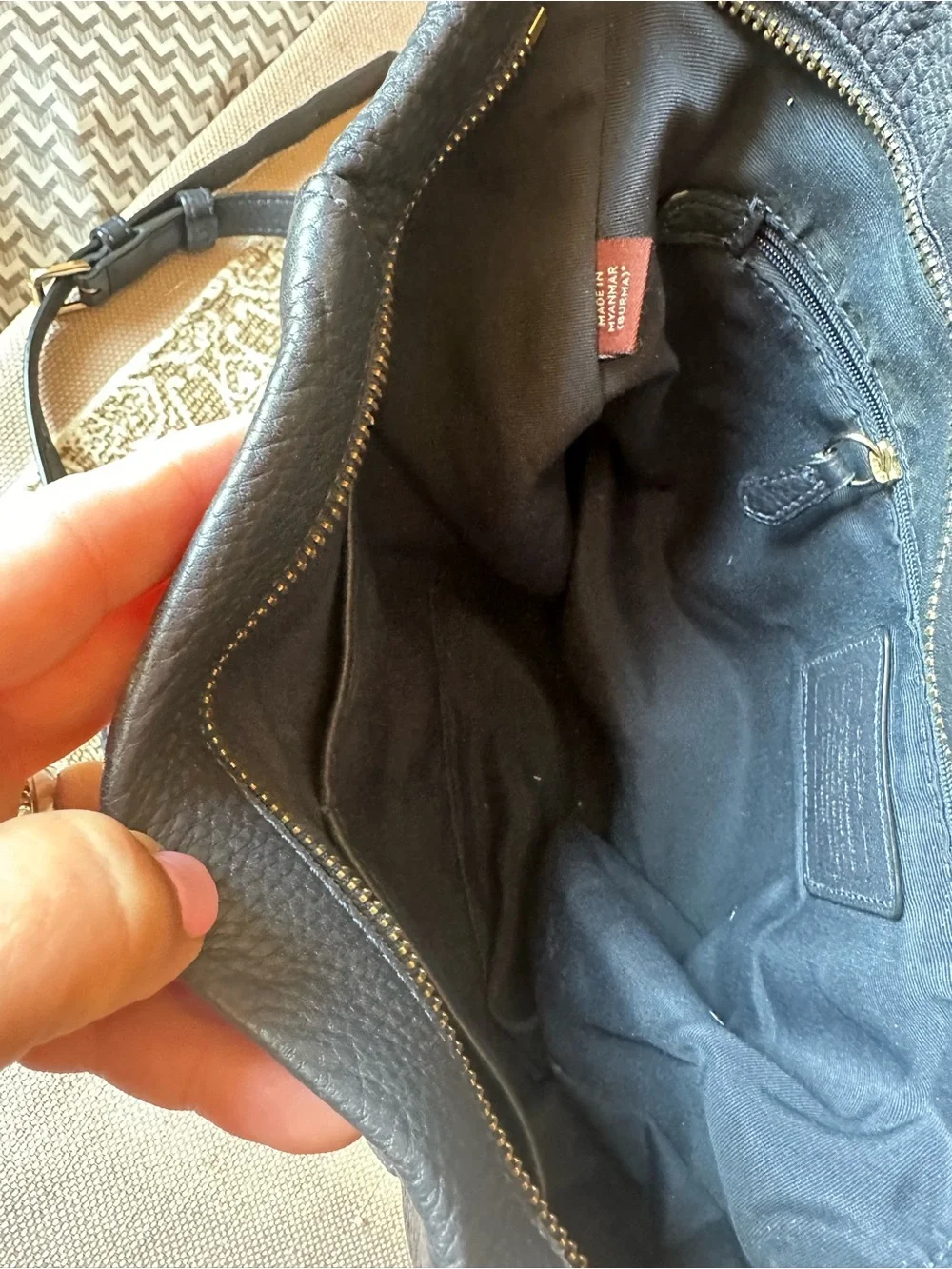 Coach Navy Pebble Leather Hobo Bag
